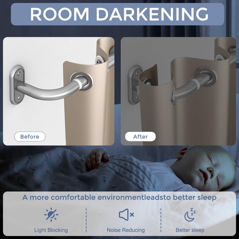 JRZOO 2 Pack Wrap Around Curtain Rods Silver, Blackout Heavy Duty Curtain Pole for Windows 28 to 48 Inch, 1"" Decorative Room Darkening Curved Modern Drapery Rod (Silver/Unique Design/All Matel) - Image 2